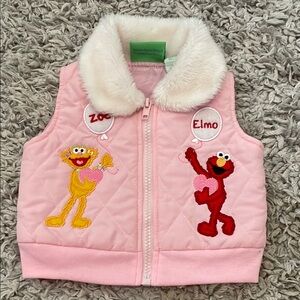 2006 Sesame Street Zoe and Elmo Pink Quilted Vest, Size 0/3 Months